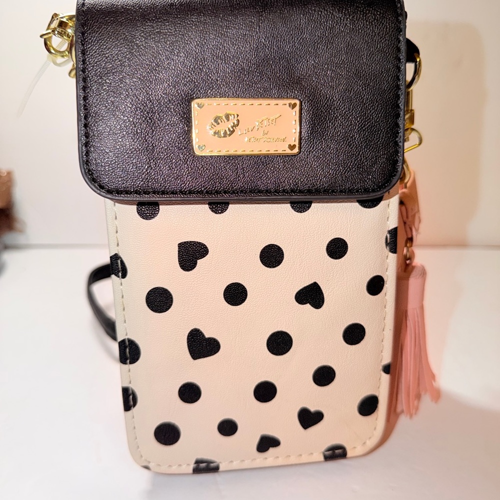 Stylish Black and Cream Polka Dot Crossbody Bag